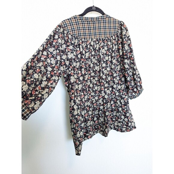 POL Shirt Womens Small Black Floral Tiered Button Up Boho Cottagecore Blouse - Picture 8 of 13